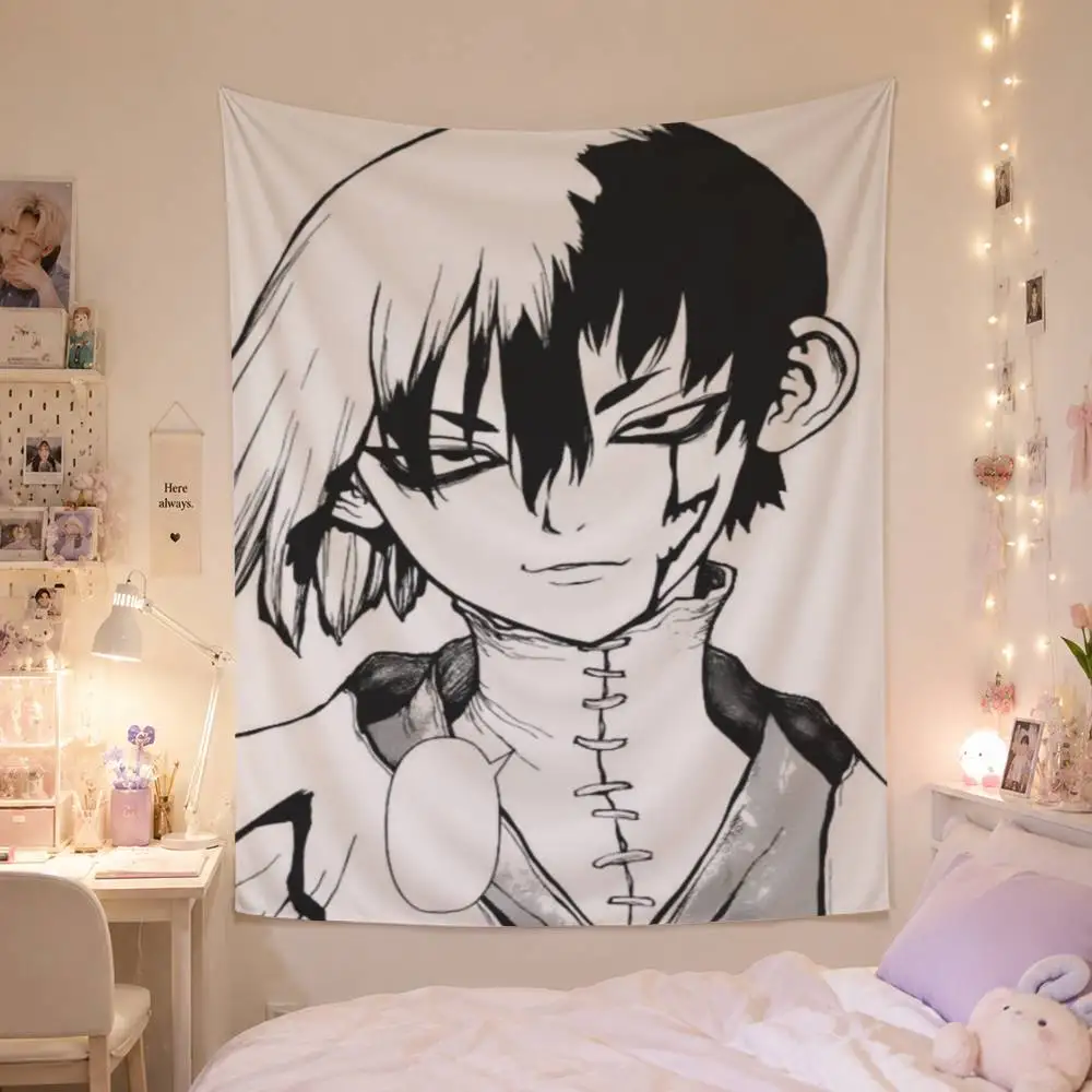 Anime Dr STONE Asagiri Gen Flag Digital Printing Banner for Garage Wall Out Door Decoration