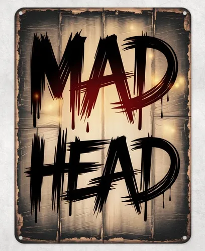 Mad Head Angry Crazy Metal Poster Wall Tin Sign Man Cave Shed Home Plaque --Tin Sign