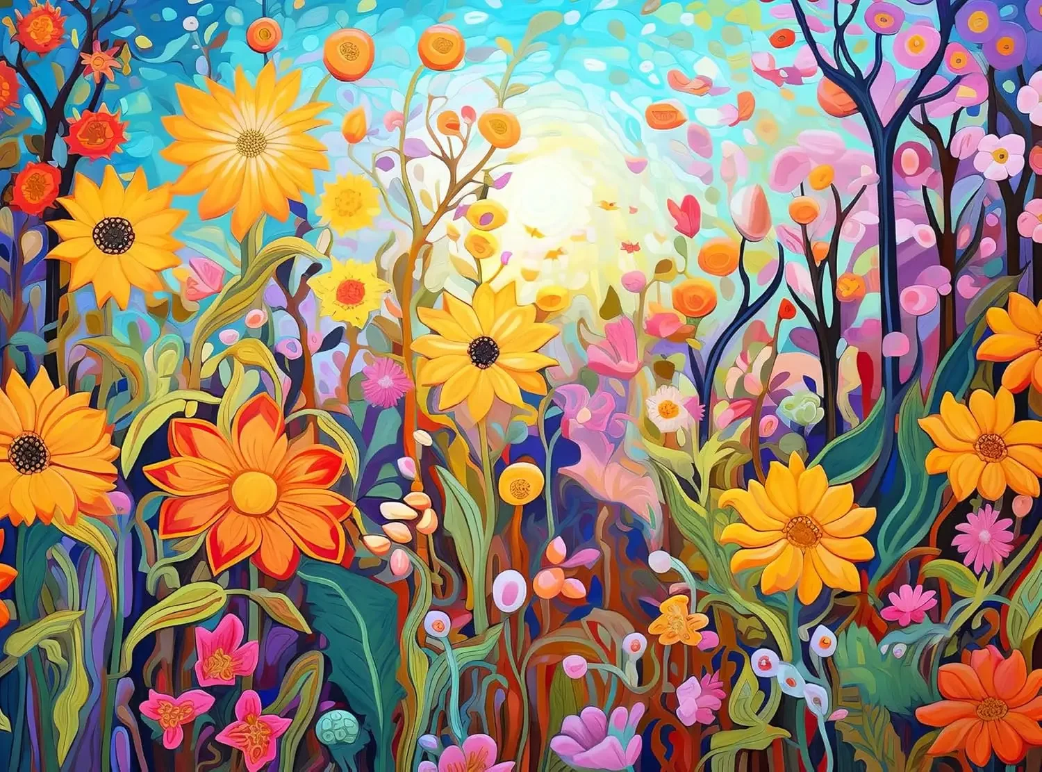 Vibrant Sunflower Garden Wooden Jigsaw Puzzle 520 Piece Hotel Corridor Art Decor Parent Child Bonding Game Gift Collection