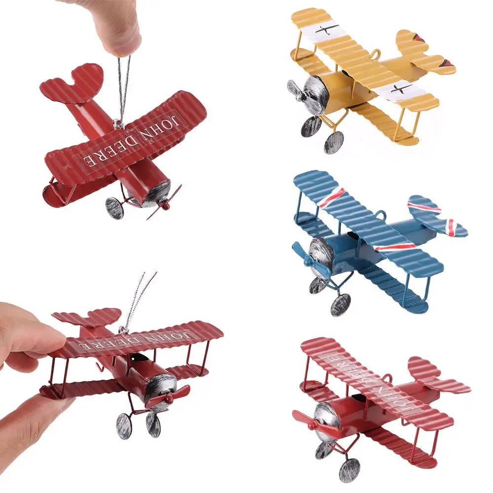 Miniatures Home Desktop Decoration Craft Ornamen Wrought Iron Small Aircraft Model Creative Car Interior Vintage Ornaments