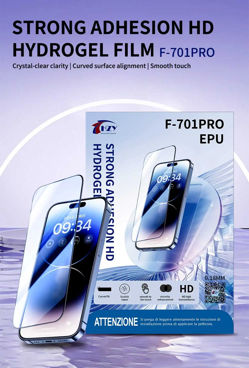 

HZY F-701PRO 0,18 мм ТПУ HD Гибкая гидрогелевая пленка для ремонта царапин для iphone Samsung Защита экрана мобильного телефона для резки