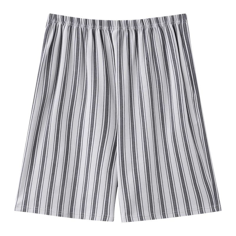 Ice Silk Male's Short Trousers Striped Print Sleep Pants Young Boys Pajamas Bottoms Sleepwear Pyjamas for Men Pijamas Mujer 5XL