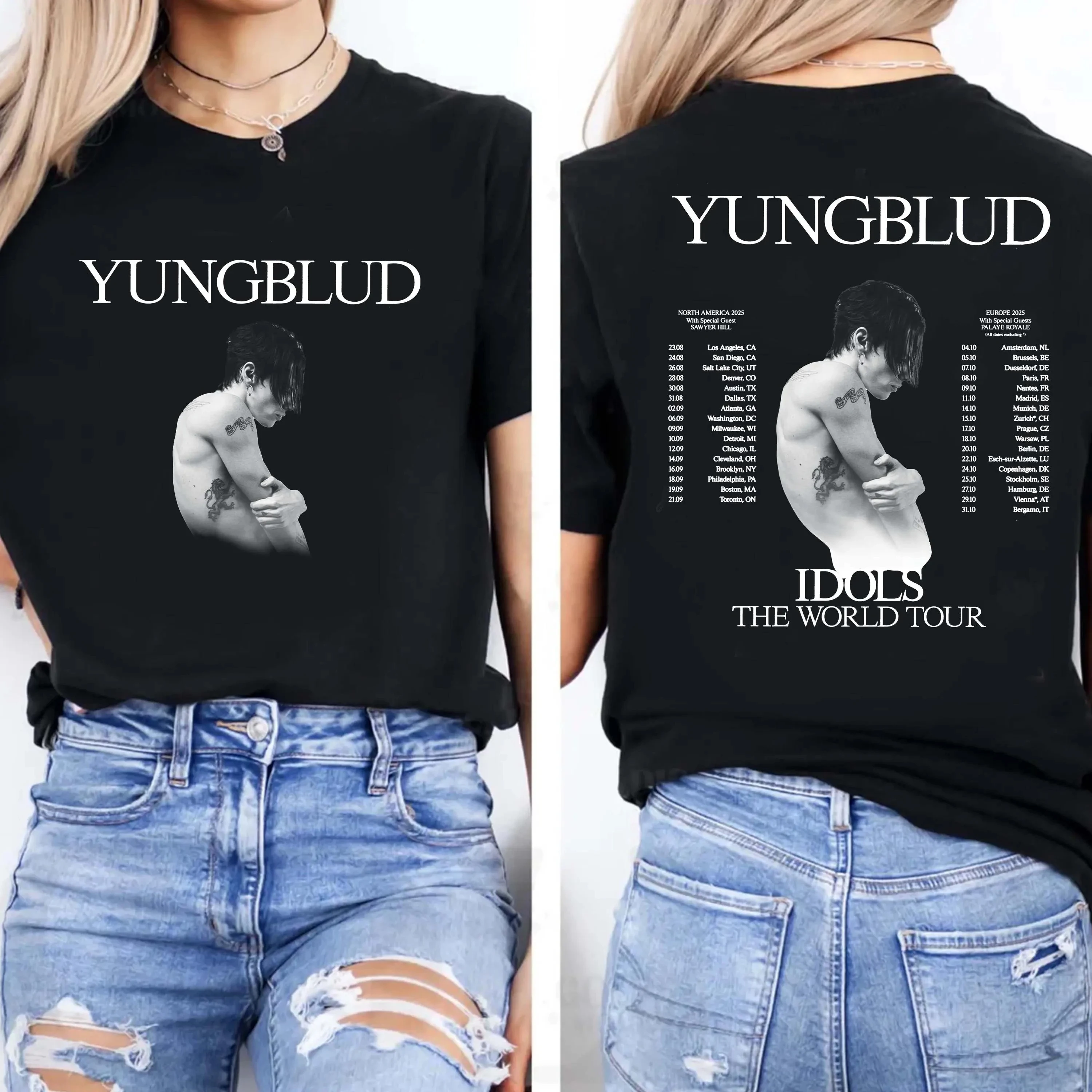 

Футболка Yungblud Tour Yungblud Tour Yungblud Рубашка Yungblud 2025 Новый альбом IDOLS Tour Графическая рубашка с коротким рукавом Мужчины Женщины Лето