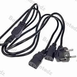 European EU 2 Prong Male Plug to Dual IEC C13 Female Power Extension Cord Y Type Splitter Adapter Cable