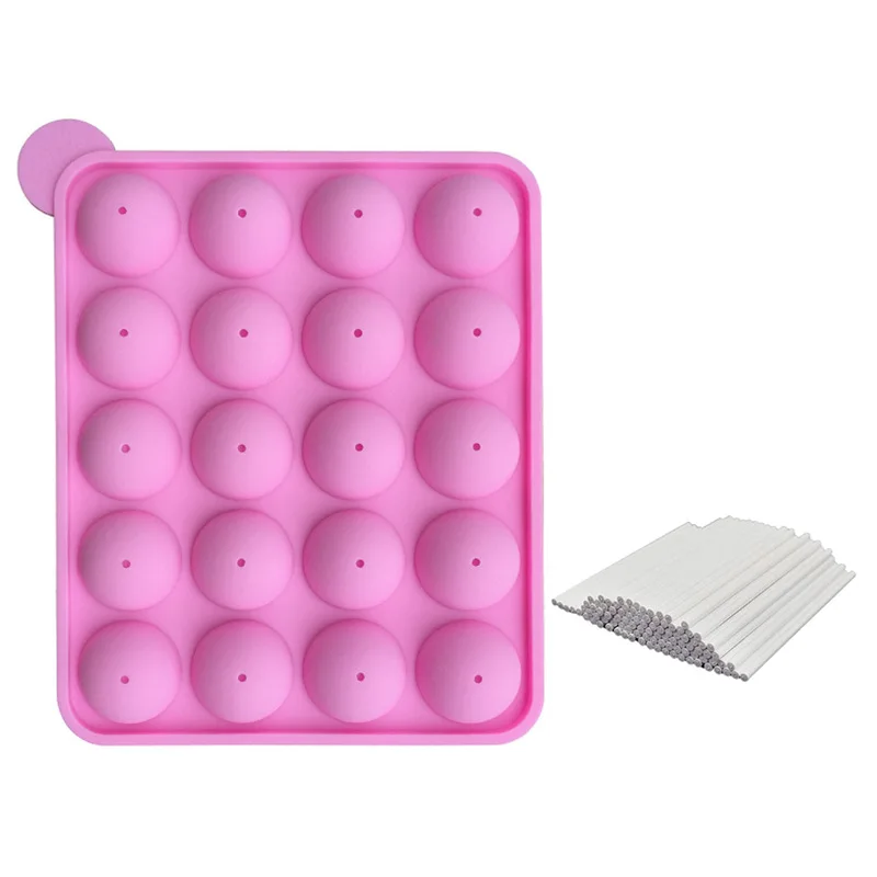20 Hole Silicone Chocolate Lollipop Mold DIY Jelly Ice Ball Cake Molds Candy Bar Kitchen Accessories Decorating Tool With Sticks