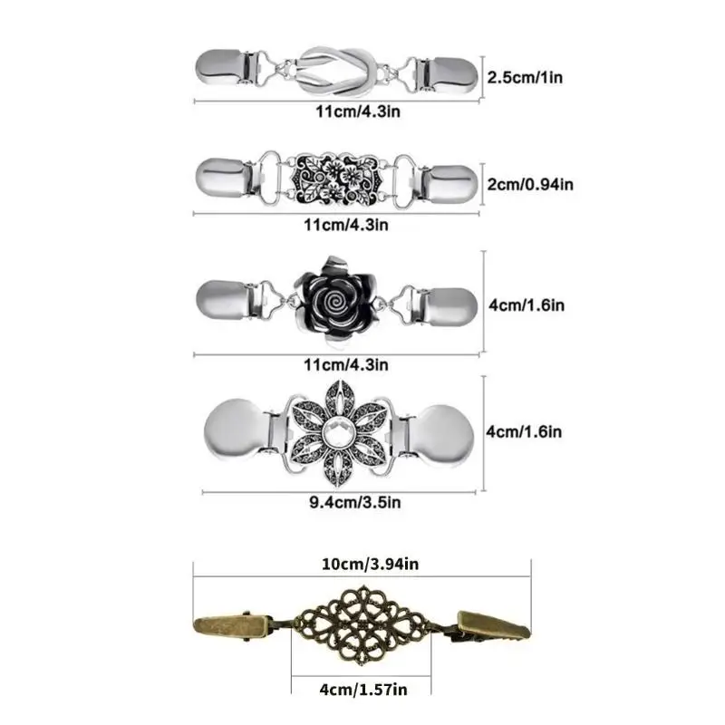 652F Sweater Clip Chain Shawl Pin Clasp Cardigan Clamps Sew On Hook Clip for Women Clip Flower Scarf Clip