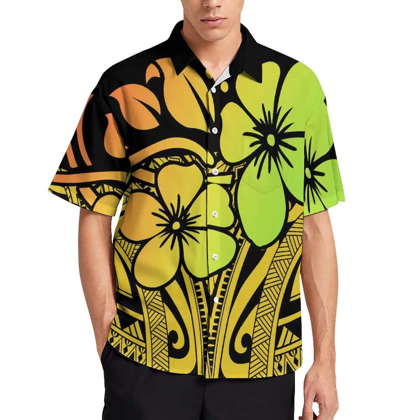 Men'S Casual Fashion Top Polynesian Print Shirt 2024 New Fiji Island Style Custom Summer Short Sleeve Shirt