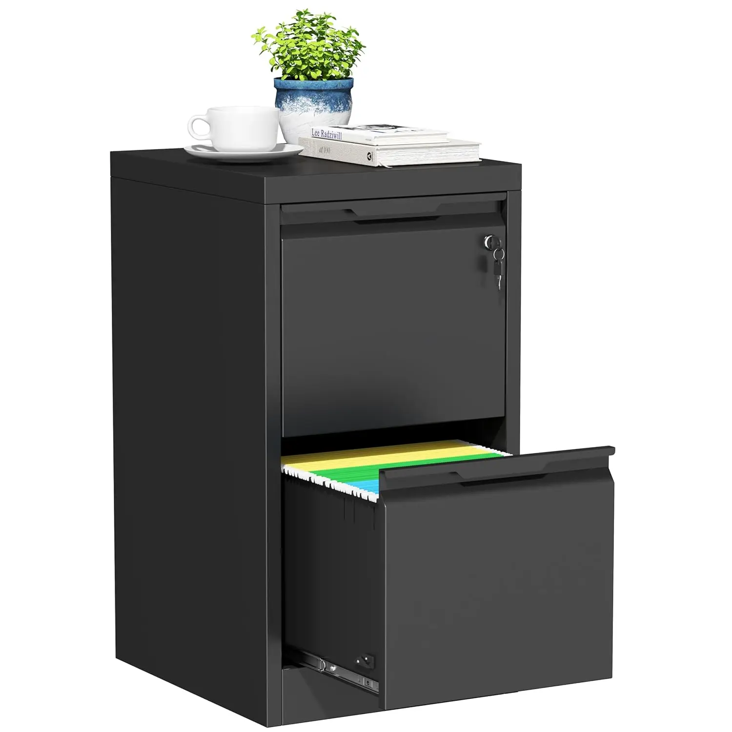 

Металлический шкаф для документов с 2 ящиками и замком, вертикальное хранение форматов Letter/Legal/A4/F4 для домашнего офиса, требуется сборка, возможность индивидуальной настройки