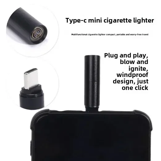 Type-c Mobile Cigarette Lighter Universal Air Blower Lighter Android Wireless Cigarette Lighter Multi-function