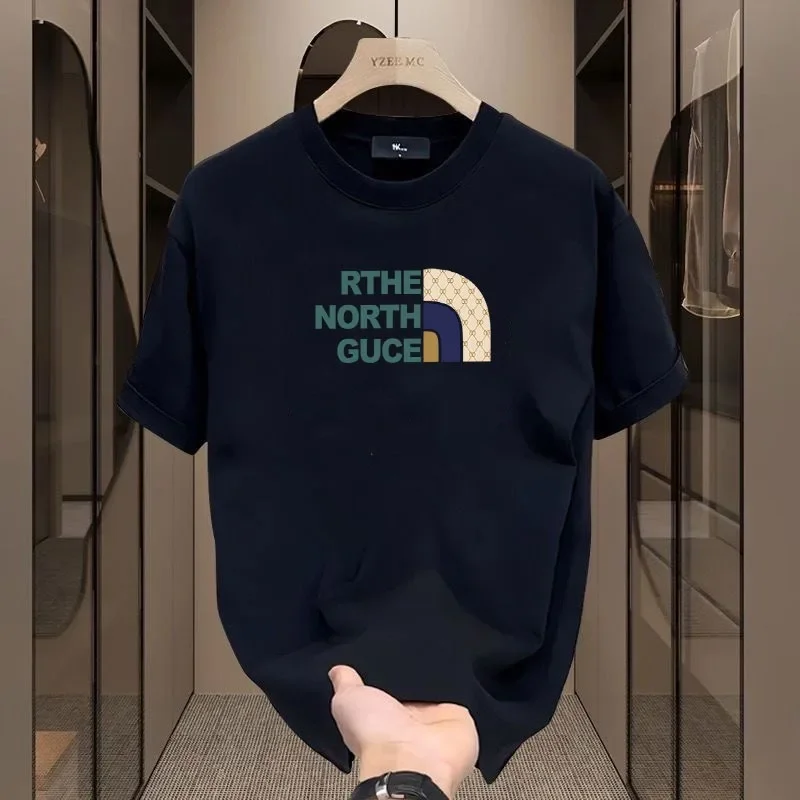 

2025 European Summer Letters Super Clear Print New Men's Loose Comfortable High Street Pure Cotton Breathable T-shirt