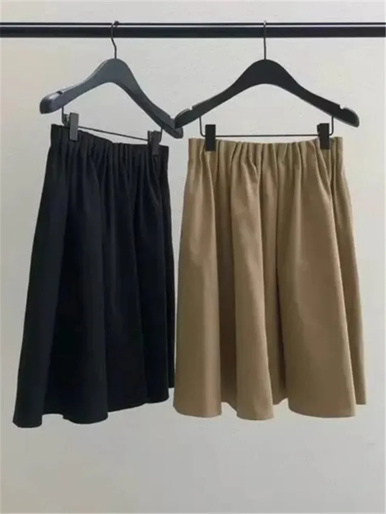 กระโปรงทรงเอเอวสูงยางยืดลำลองสำหรับผู้หญิงไซส์ใหญ่ กระโปรงทรงเอ midi ช่วยให้ดูผอมเพรียว สไตล์เกาหลี เหมาะสำหรับใส่ไปทำงานในช่วงฤดูร้อน