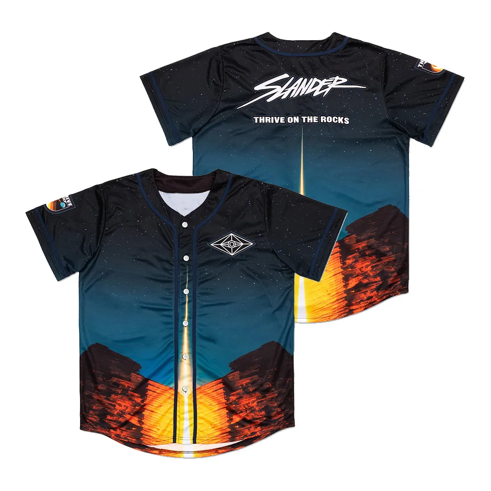 

Slander Thrive Red Rocks Baseball Jersey V-Neck Short Sleeve Button-Down Shirts Women Men Streetwear Tops