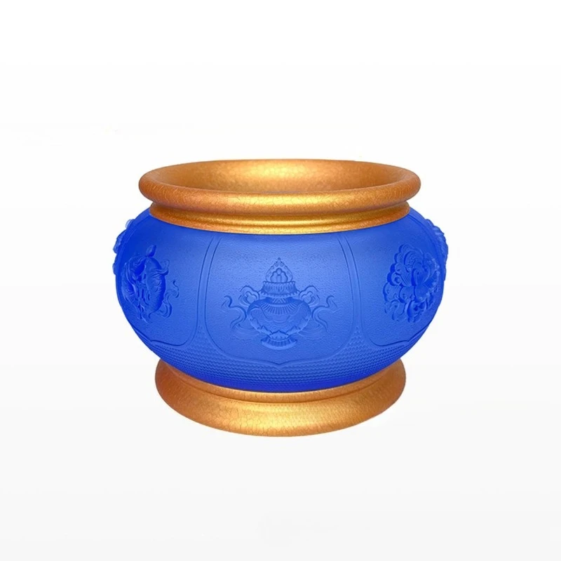 Glazed Eight Treasures Lotus Offering Eight Auspicious Offering Buddha Glazed Candlestick Lamp Holder Buddhist Offering