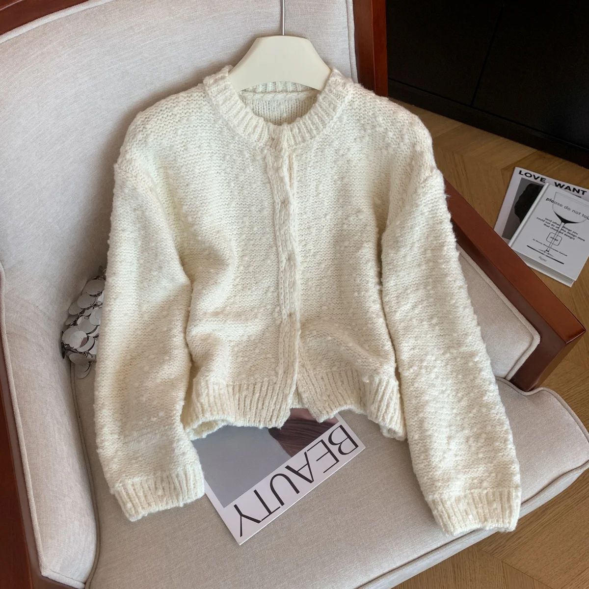 

Женский абрикосовый кардиган, свитер Y2k, винтажный элегантный джемпер 2000-х годов, вязаный длинный рукав, японский кашемировый свитер, осень-зима 2025