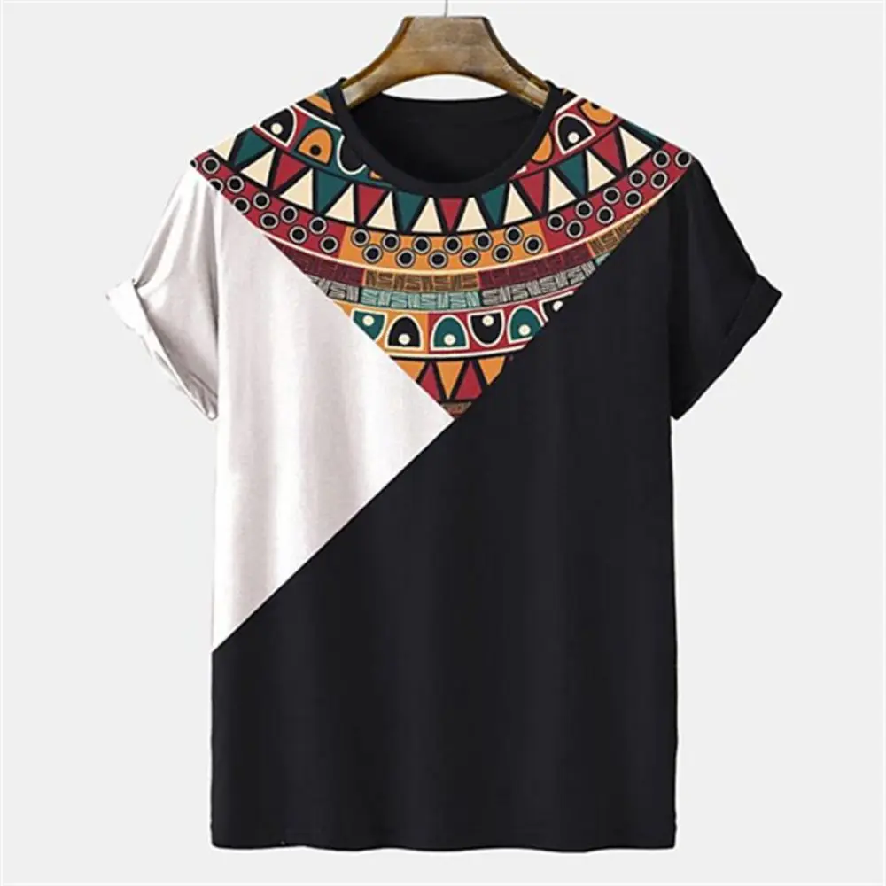 Vintage Men\'s T-Shirts Summer Tops Men\'s Indian Graphic Ethnic Clothing O-Neck Oversized Apparel 2023 Man Tees Casual Shirts New