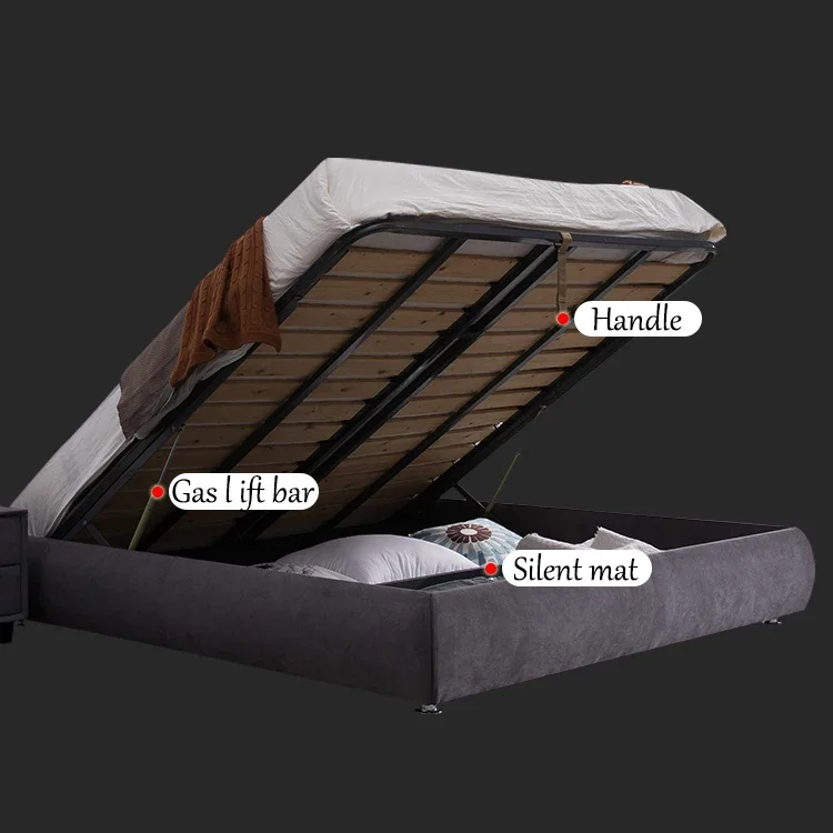 Modern Large Ottoman Modern Wooden Bed Frame Skeleton with Storage