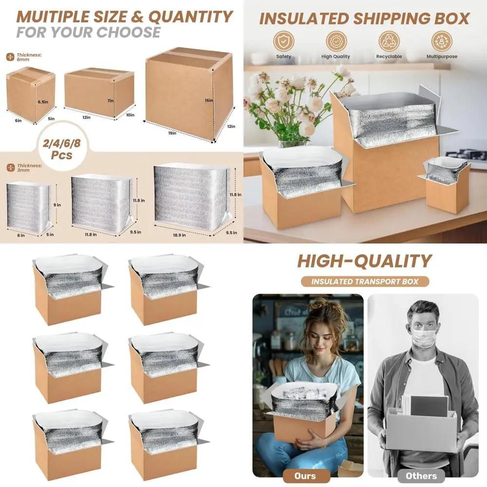 

Изолированные транспортировочные коробки с маслостойким покрытием, охлаждающий элемент для замороженных продуктов, многоразовый пенопластовый термоконтейнер, маленькая почтовая коробка, 12x10x7 дюймов