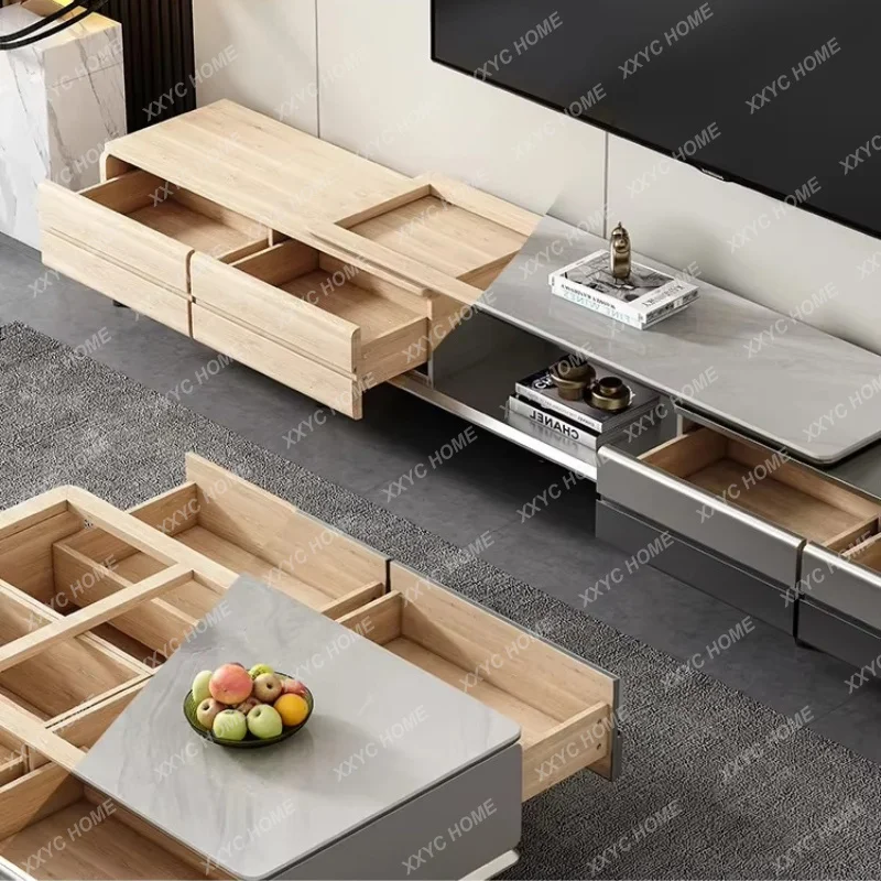 XXAesthetic Modern Tv Stand Retractable Wood High EndTv Stand Mount Media Cabinet Mobili Per La Casa Home Furniture