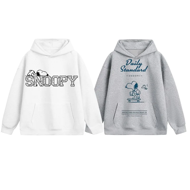 

Peanuts Snoopy Printed Hoodies Autumn Winter Casual Loose Hooded Sweatshirts Versatile Pullover Tops Women Harajuku Couple's Top