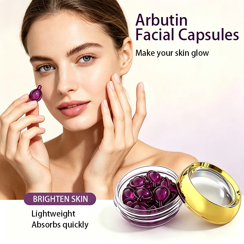 Arbutin Facial Capsules Serum, Skin Brightening Capsule Essence, Lightweight Texture, Quick Absorption, Glowing Facial Skin Care