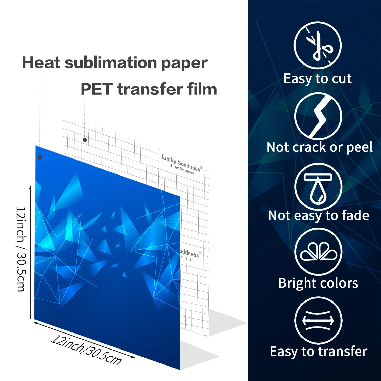 WOWOCUT-Hojas de tinta de transferencia Infusible, papel de transferencia de tinta degradada, hojas de tinta de sublimación para camisetas de prensa de tazas DIY, 30,5x30,5 Cm