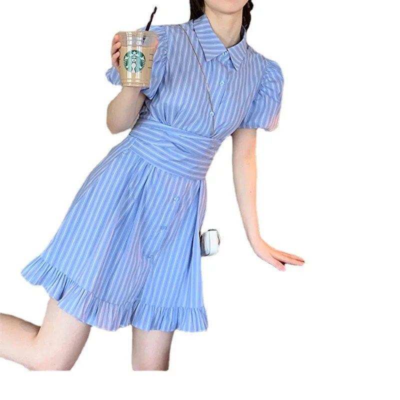 ผู้หญิงคอลาย irt Dr Fre ฤดูร้อนใหม่เอวสูง ort Sve ดอกไม้ Hemline เส้นใยโพลีเอสเตอร์ชิ้นเดียว