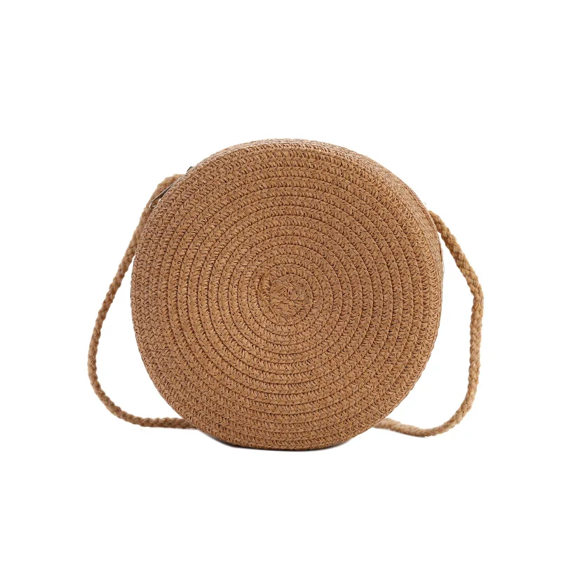 Round Cake Woven Straw Bag for Children Baby Travel Crossbody Bag for Girls New Western-style Small Bag Cute