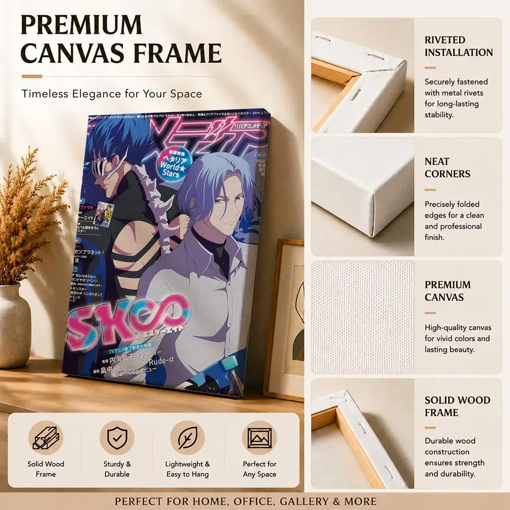 Anime Boy S-Sk8 The Infinity Framed Wall Painting Canvas Art Poster with Solid Wood Frame for Living Room Home Decor