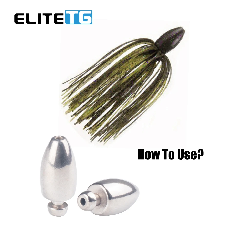 Elite TG 5PCS Tungsten Skirted Punch Fishing Weight 28g 35g 42g 56g Texas Rig Rubber Skirt 1Oz-2Oz Jig Head Lure Accessories