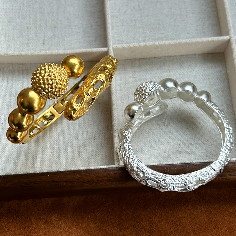 Europe America Vintage Brass Gold Plated Bracelet Ring Women Retro Design Popular Jewelry Accessories Trend