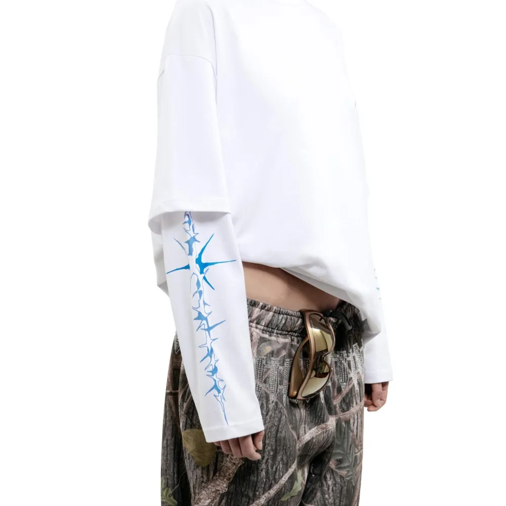 Harajuku Oversized Streetwear Men's Clothing Bright Side Graphic Print Hip Hop Fake Two Pieces Tshirts Long Sleeve Tops Goth Y2k image 4