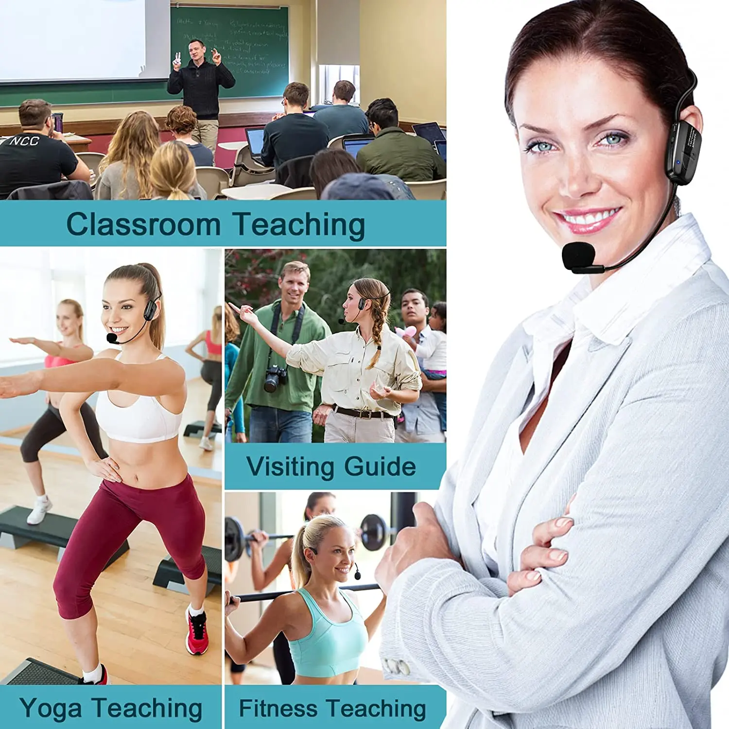 XIAOKOA 2,4G беспроводной микрофон гарнитура микрофон для усилителя голоса динамик караоке компьютер обучение встречи йога пение