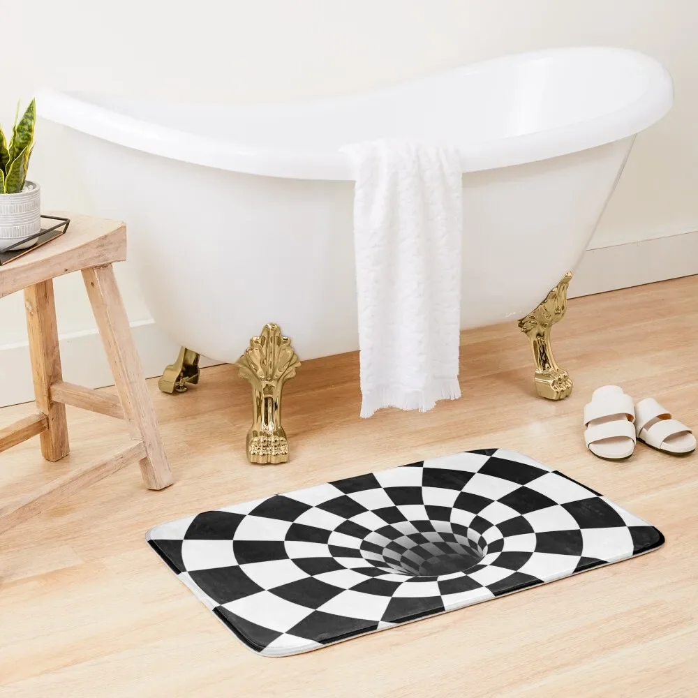 

Optical Illusion Black Hole Checkerboard (Black/White) Bath Mat Home Entrances Wc Entrance Carpet Mat