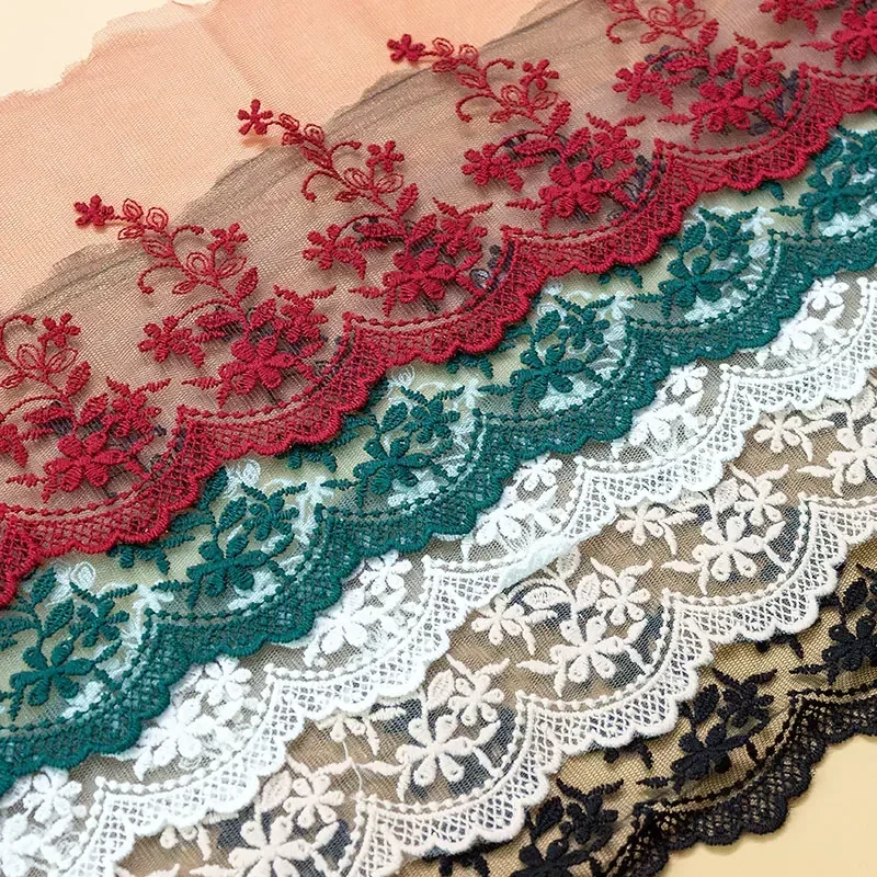 New 15 Yards Embroidered Net Lace Trim Floral Fabric Embroidered Lace DIY Sewing Garment Accessories Quilting Dress Material