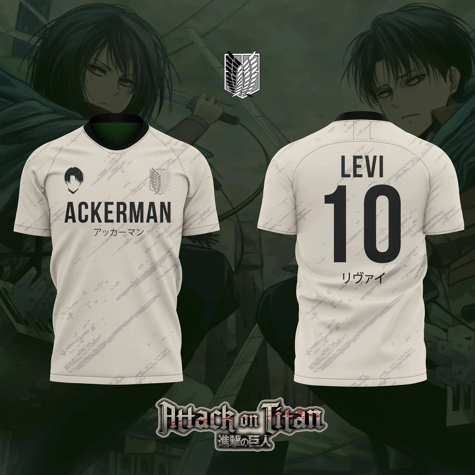 Camiseta Deportiva de Fútbol con Estampado 3D de Levi Ackerman de Attack on Titan de Bandai 2026, Número 10, para Hombre, Camiseta Informal de Verano para Niños
