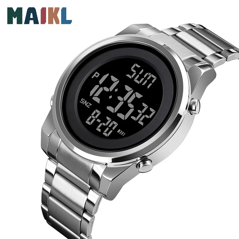 MAIKL LED Digital Watches Men 2 Time Electron Wristwatch Military Countdown Waterproof Sports Alarm Men Clock reloj hombre