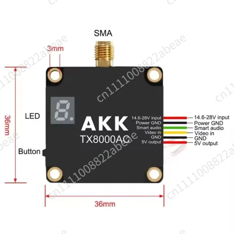 AKK VTX TX8000AC 5.8G 8w plastic FPV VTX long-distance transmission 96CH chart crossover machine with TBS for RC parts and Accs