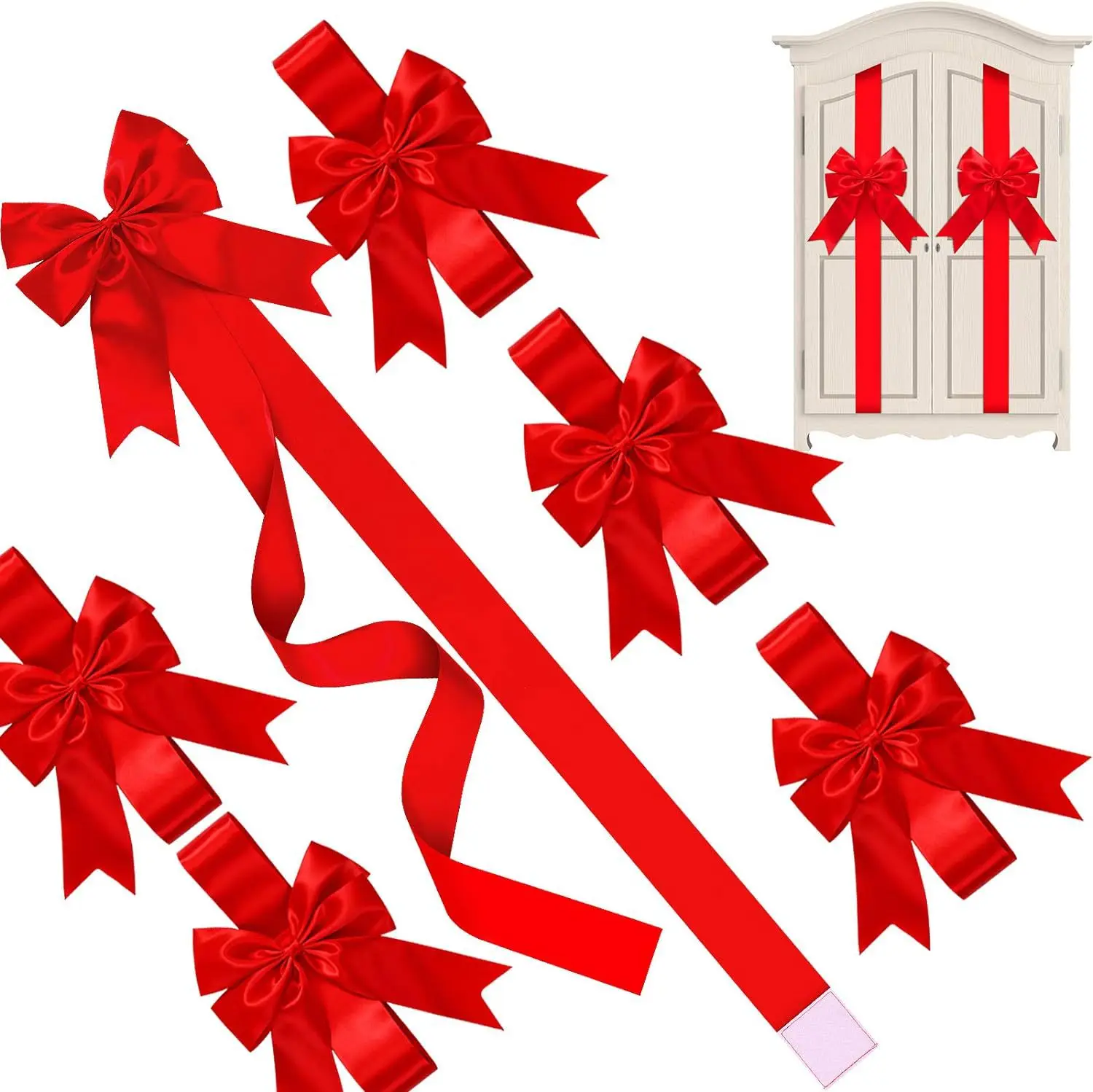 1pc Big Ribbon Bow Christmas Supplies Bow Front Door Decorations Hanging FrontDoor Red Bows Supplies Home Ornaments NewYear 2025