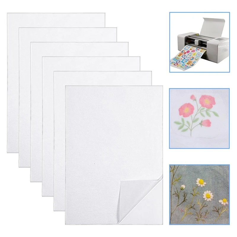 ตัวกันโคลงเย็บปักถักร้อยที่ละลายน้ําได้เหนียว 6 แผ่น ล้างกระดาษพิมพ์ละลายได้สําหรับงานปักพิมพ์