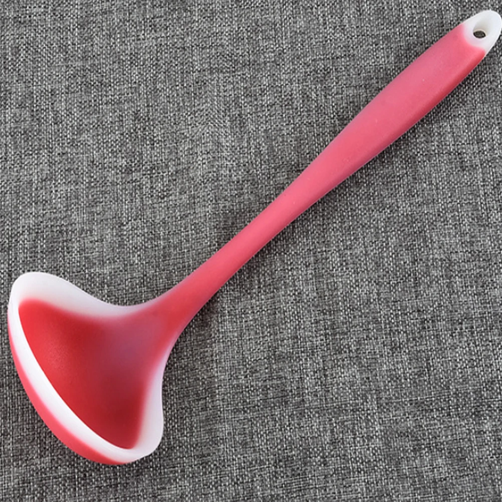 

Силиконовый половник для супа, устойчивый к высоким температурам, антипригарная, с длинной ручкой, кухонная ложка, сервировка приготовления блинов, риса, овсянка