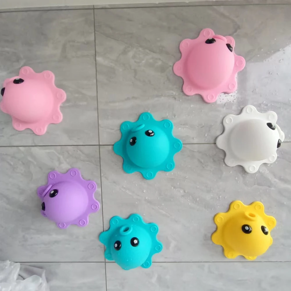 Silicone Overflow Drain Cover Suction Cups Octopus Bath Tub Overflow Drain Cover for Deeper Bath Adds Water Bathroom Accessories