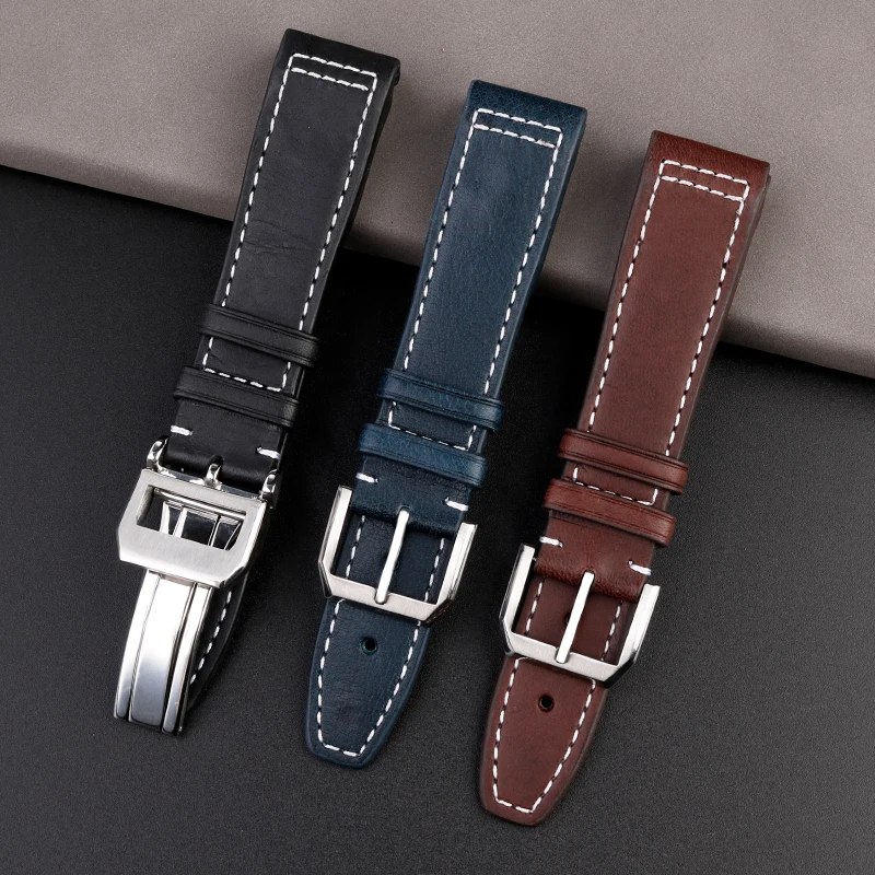 Italian Calfskin Strap For IWC Pilot\'s Watches Series IW388103 IW378005/003/001 Quick Remove Hand Watch Strap 20MM 21MM Band