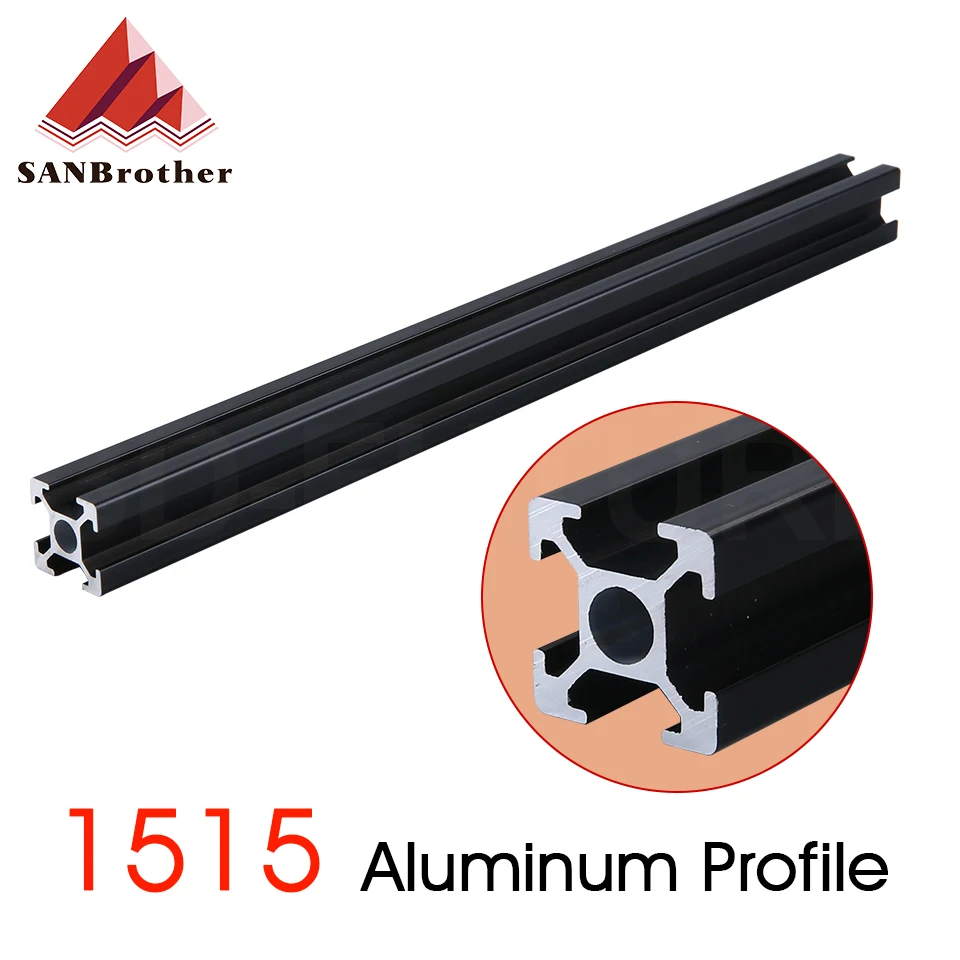 

1515 BLACK 1515 European Standard Anodized Aluminum Profile Extrusion 100mm - 800mm Length Linear Rail 500mm for CNC 3D Printer