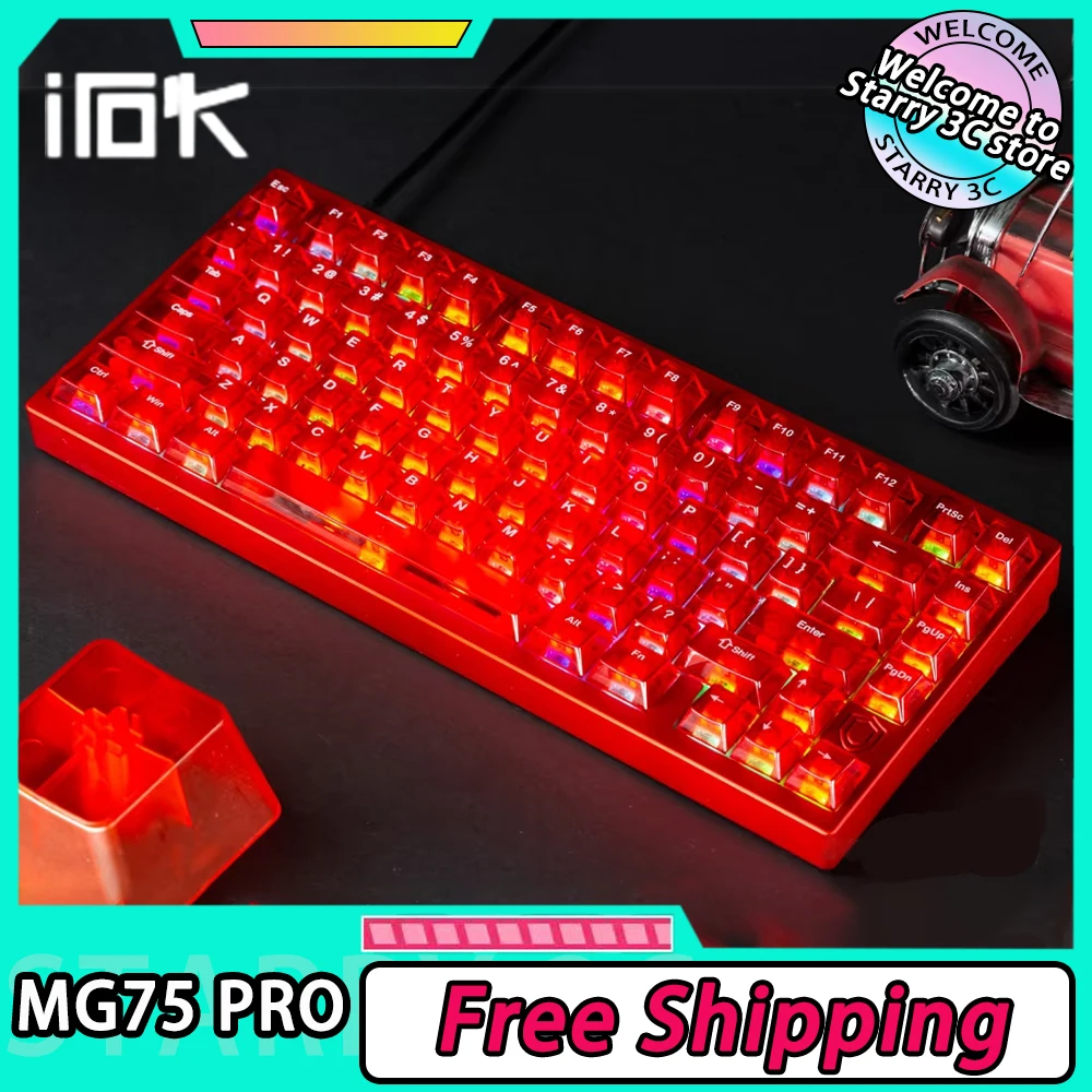 

IROK MG75 PRO Mechanical Keyboard Magnetic Switch Hot Swap Aluminum RT0.005 RGB 81 Keys Custom Keyboard PC Gamer Accessory Gifts