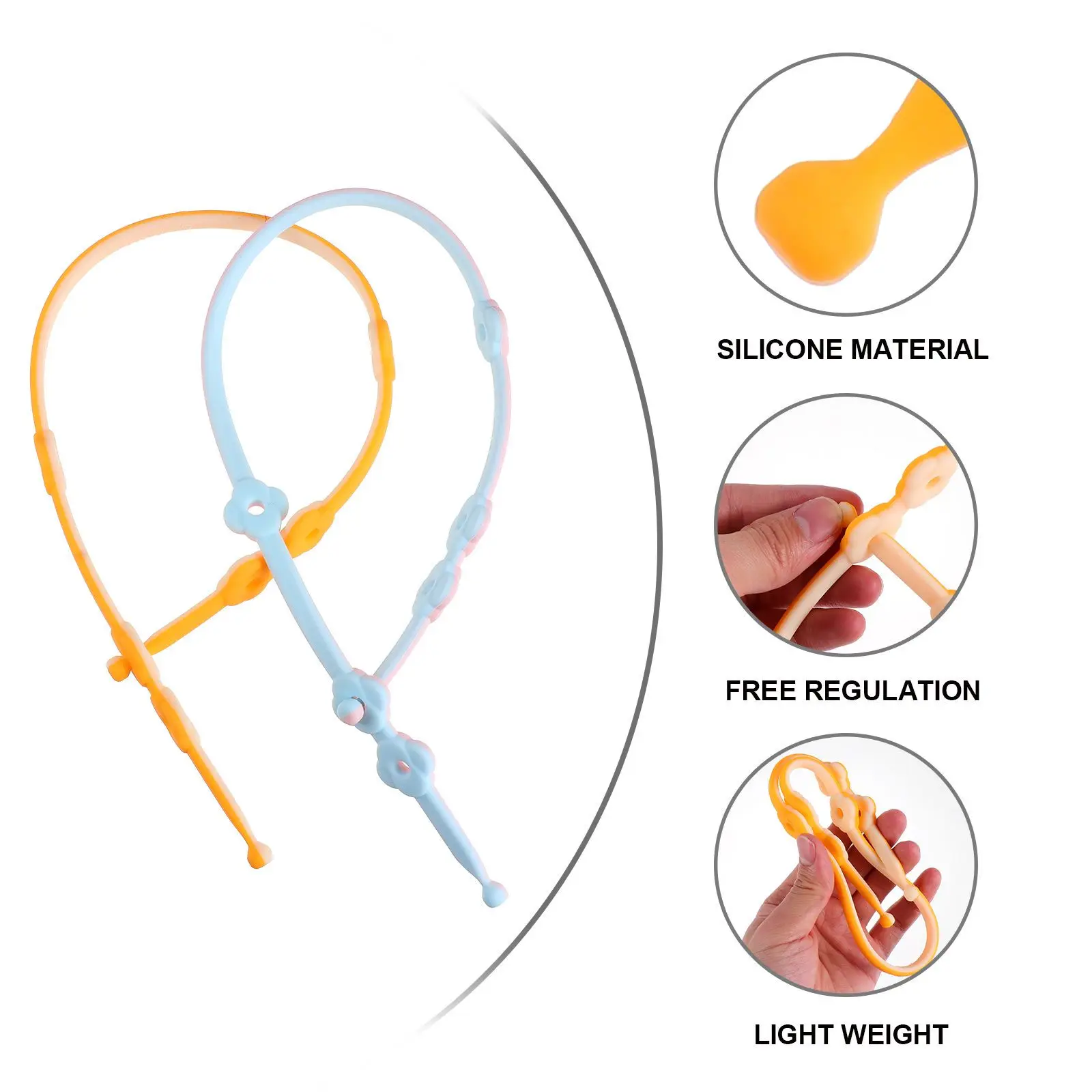 2 قطعة سلك مهديء خفيف الوزن وقوي ومريح للارتداء خلال فترة ممتدة تحافظ على نظافة وآمنة وسهلة الإمساك ومقود اللهاية #6