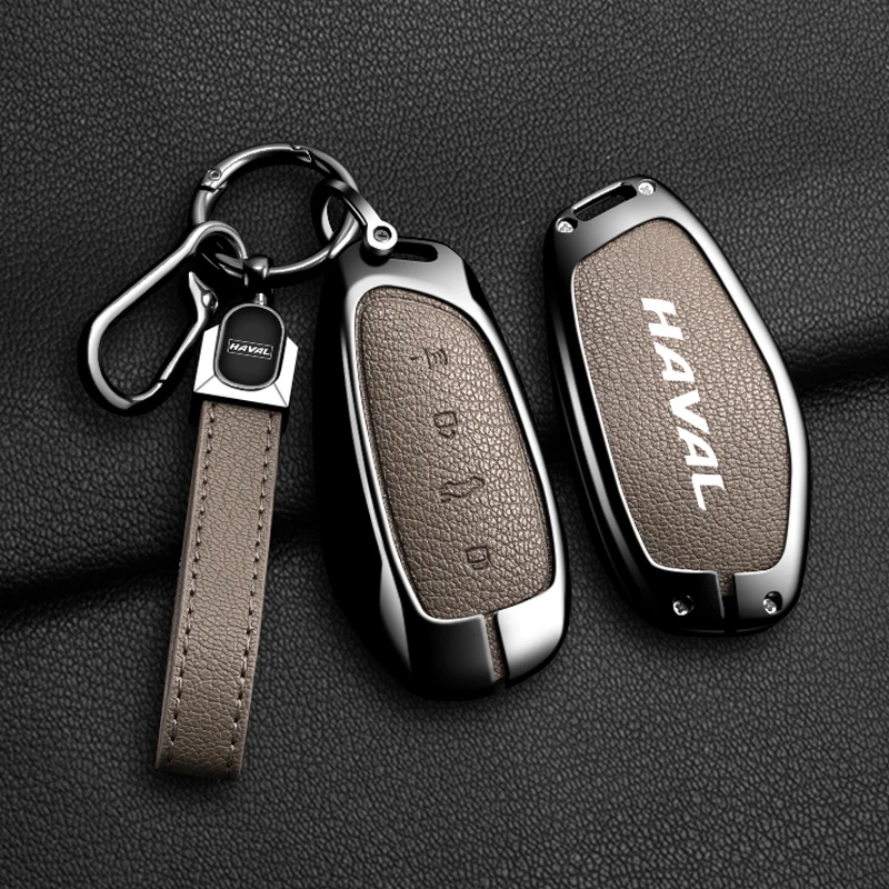 New Goatskin Grain Zinc Alloy Car Key Case Cover For Haval H6 H7 H4 H9 F5 F7 H2S F7X Auto Holder Shell Fob Keychain Accessories