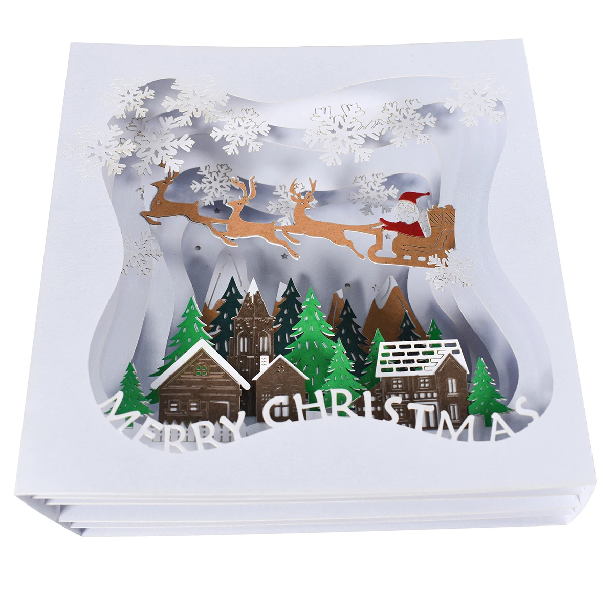 3D Pop Up Christmas Card Winter Holiday Greeting Gift Cards for New Year Kids