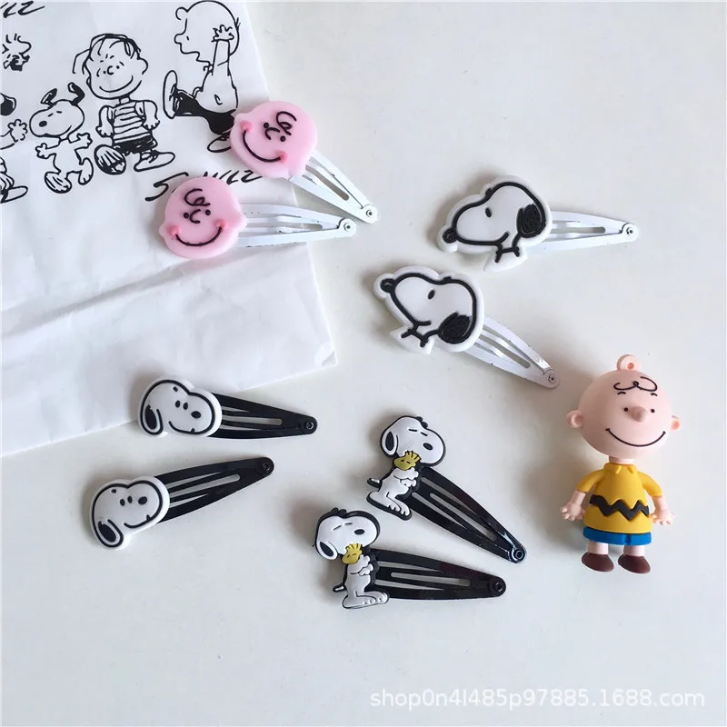 New Snoopy Charlie Cartoon Simple Style Hairpin Ins Girl Bangs Seaside Clip Headwear Hair Accessories Anime Toy for Girl Gift