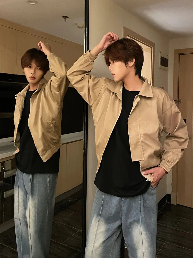 

Khaki Padded oulder ort Baseball Jaet Men's Pilot MA Jaet Vintage Sle Zipper Closure Long Sve Loose Fit Youth F...