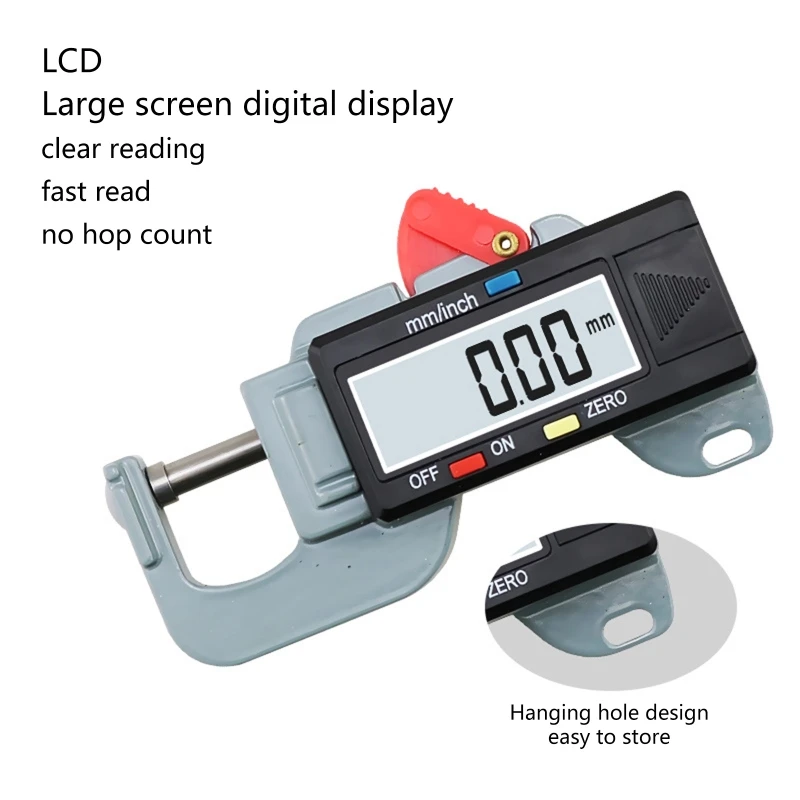 Compact Thickness Gauge Thickness Measurement 0-12.7mm Thickness Gauge Caliper Meter Measure Tool Metric/Inches Convert